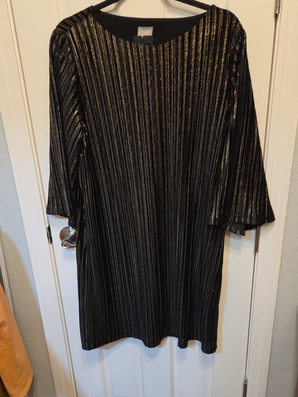 Chico's Black with Gold Striped  Dress